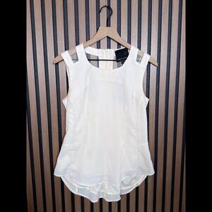 New Harlow & Graham Top OS Womens Ivory Sheer Shoulder Sleeveless Blouse